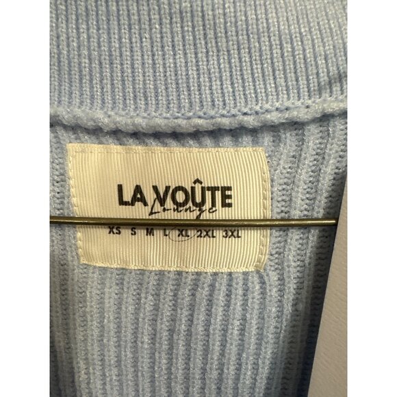La Voute Lounge NWT Blue Ribbed Knit Collared Short Romper XL - Picture 4 of 7